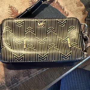 Michael Kors Black and Gold Geometric Crossbody Bag